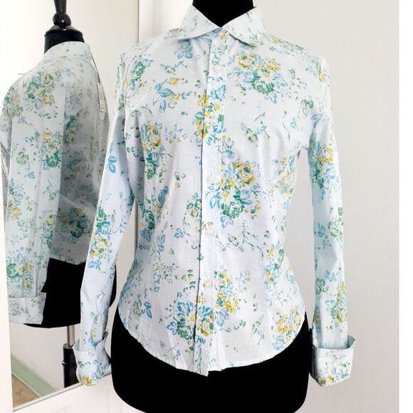 Soho Babe New York Light Blue Florals LS ButtonUp Shirt Jr. Sz Large NWT - Picture 5 of 16